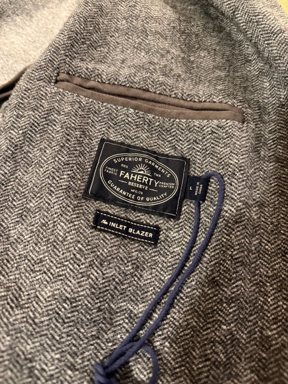 Faherty reserve the Inlet Blazer organic cotton blend herringbone gray size L - Picture 4 of 9